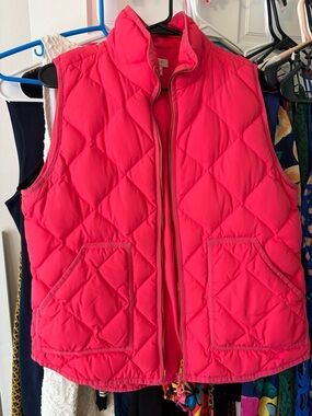 J. Crew Bright Pink Quilted Vest